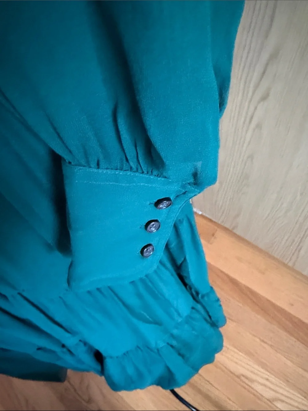 J. Crew Collection 100% Silk Green Long-Sleeve Tiered Maxi Dress